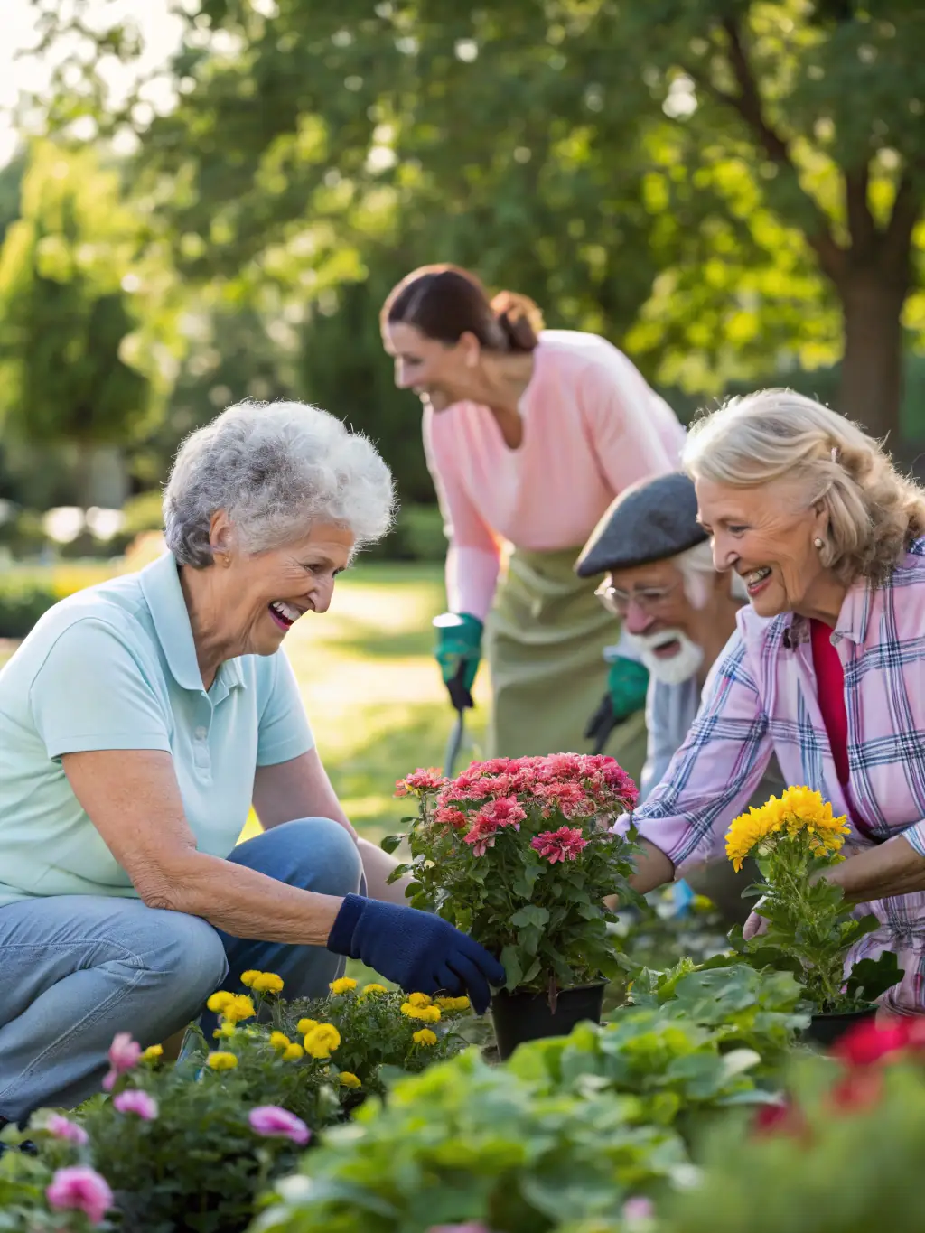 A group of seniors enjoying a guided nature walk through a local park, highlighting the recreational and social benefits of outdoor activities.