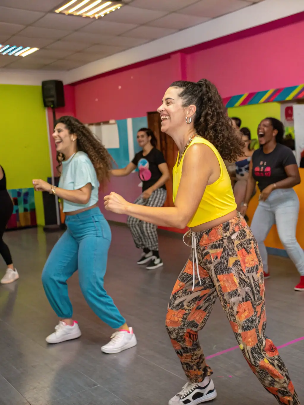 Participants engaged in a lively dance class, demonstrating the physical activity and social interaction aspects of the program.